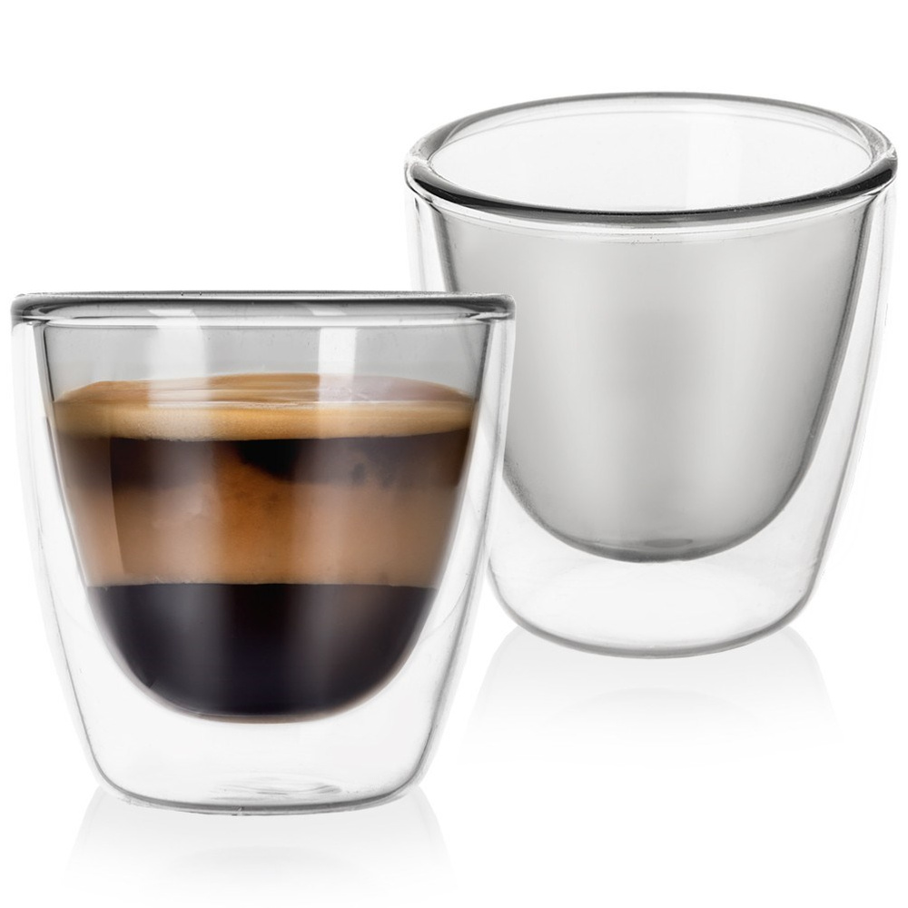 2 Doppelwandige Thermogläser Für Espresso (90 Ml)