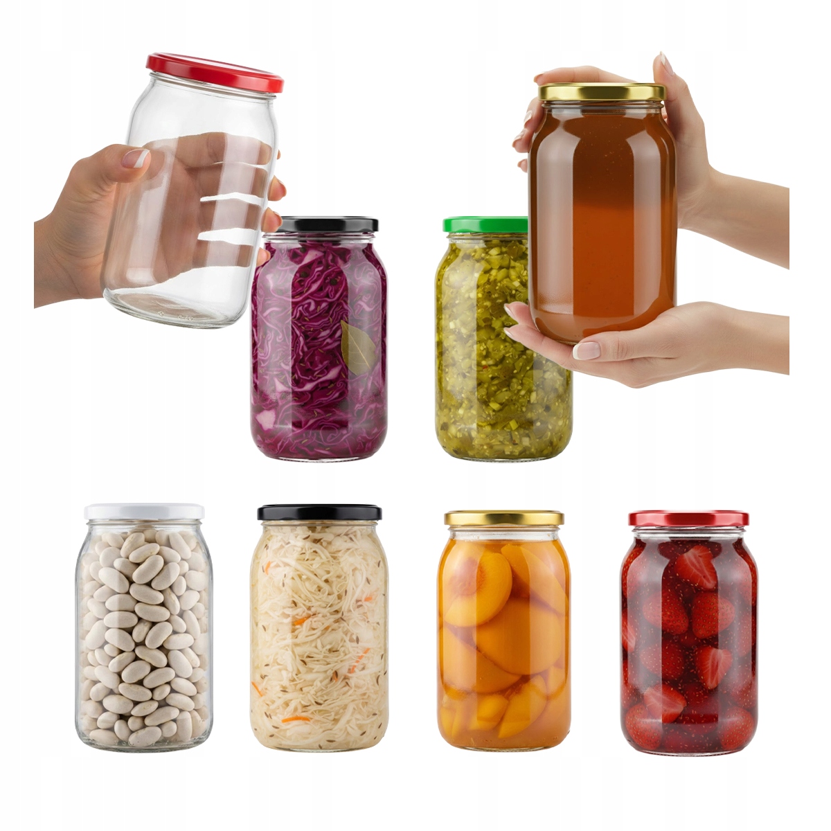 24 Gläser À 900 Ml, Ø 82 Mm, Für Konserven, Tinkturen, Honig, Marmelade, Gurken (0,9 L)