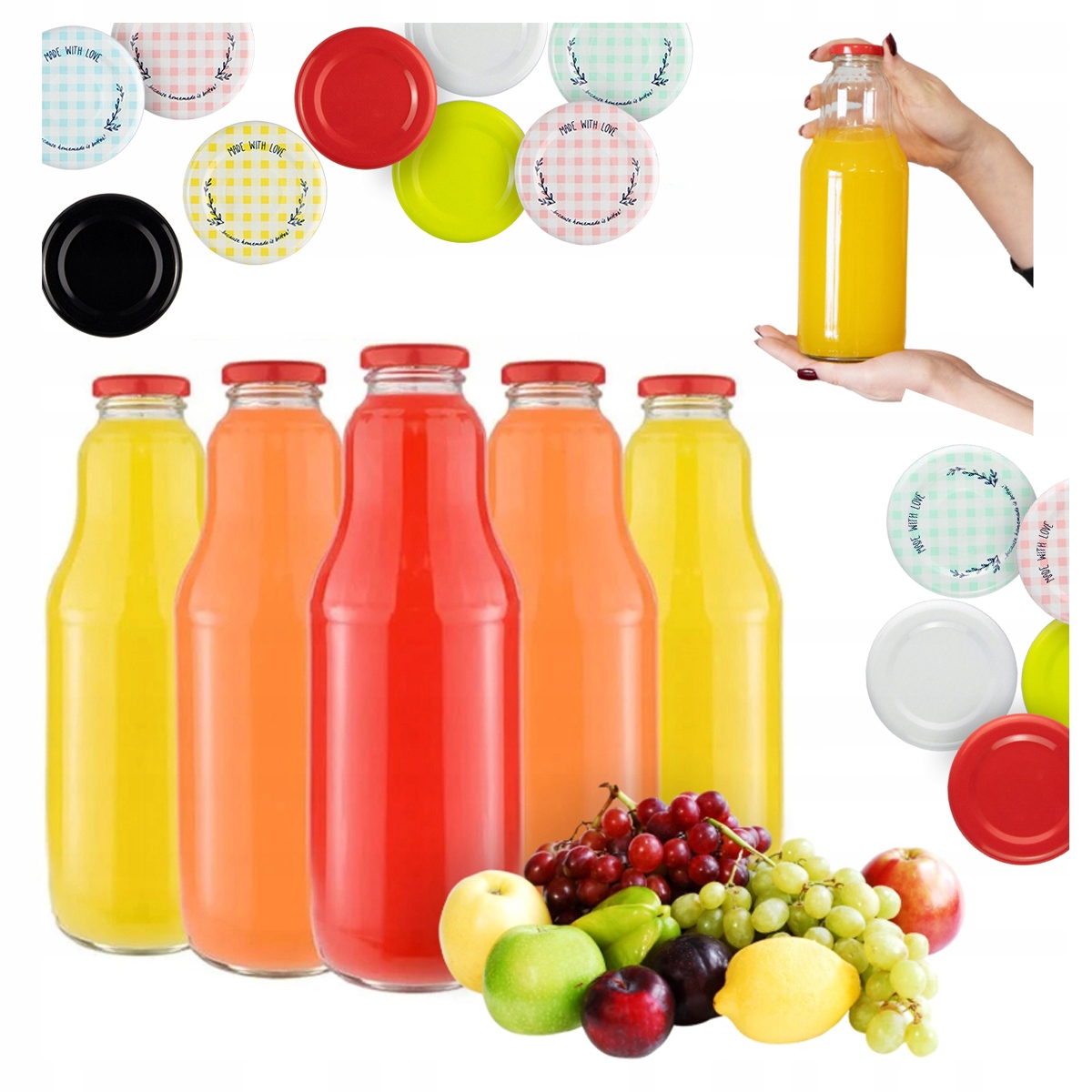 25 Glas-fruchtflaschen Für Saft (1 L) + Deckel, Glasflaschen Für Saft Und Milch