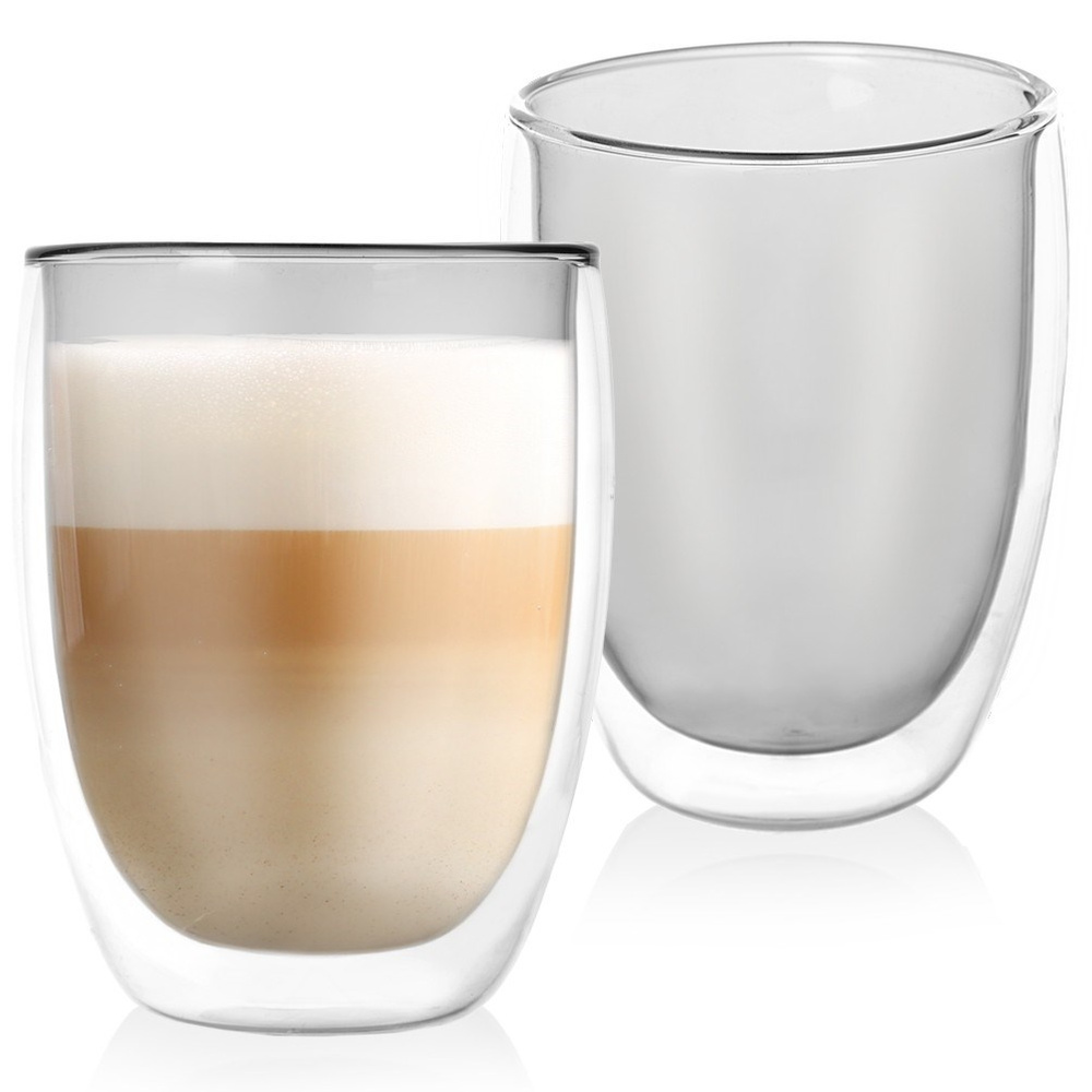 2 Doppelwandige Thermogläser Für Kaffee, Tee, Latte Macchiato Und Andere Getränke, Je 370 Ml