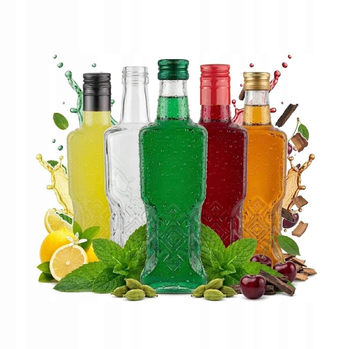 5 Ukrainische Flaschen À 200 Ml + Verschluss Für Liköre, Wein, Alkohol, Sirup, Saft 0,2 L