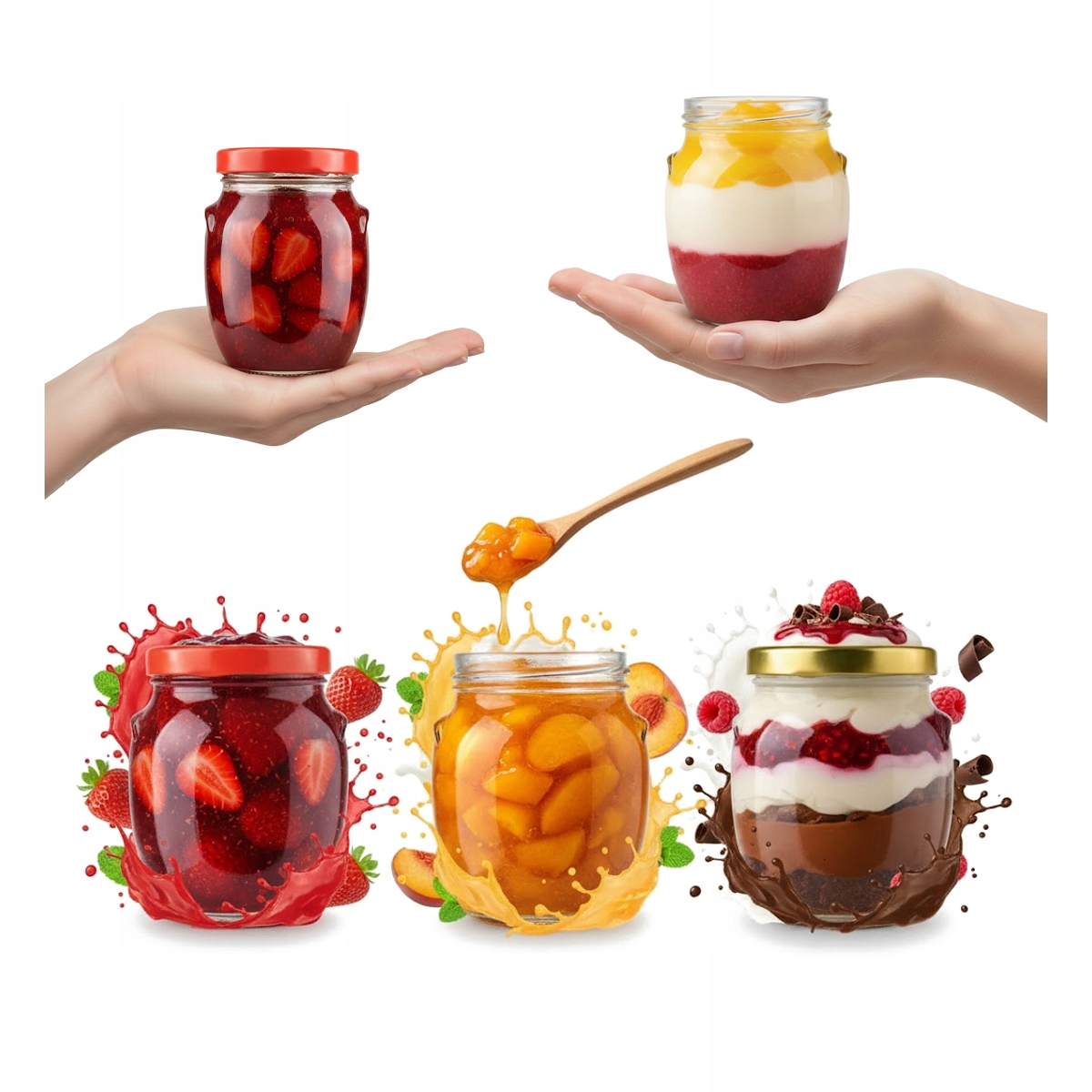 5x Amphoren-glasgefäße 145 Ml Für Marmelade, Konfitüre, Honig, Gewürze + Deckel