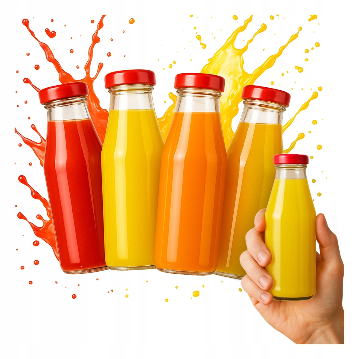 5 Glasflaschen À 200 Ml Für Saft, Milch, Sirup Mit Schraubverschluss
