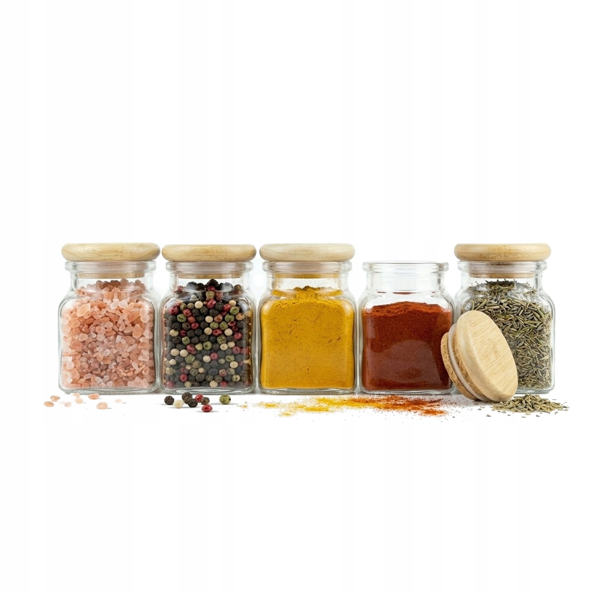 5x Gläser À 120 Ml Für Gewürze, Kräuter, Geschenkkerzen, Holzkorken