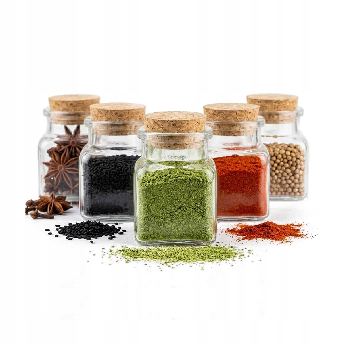 5 Luftdichte Gläser À 120 Ml Mit Korken Für Gewürze, Kerzen, Kräuter