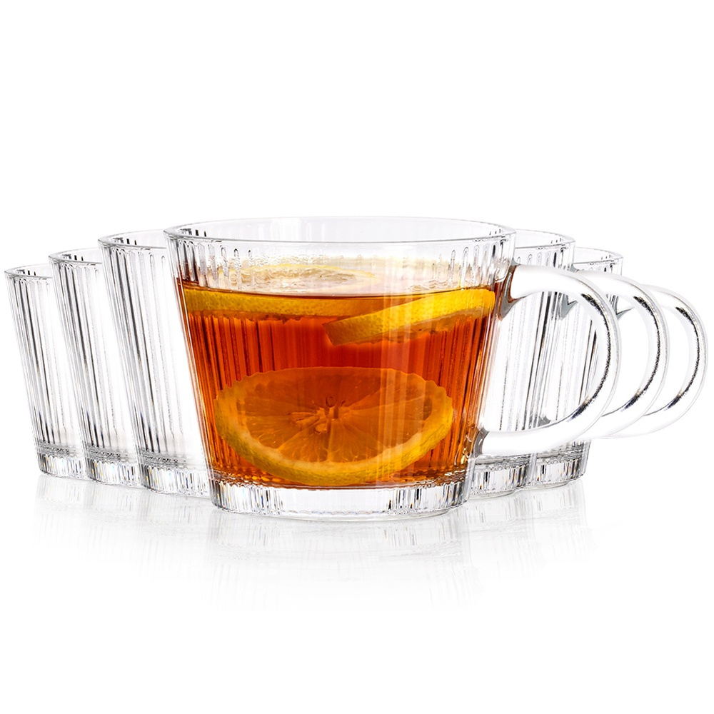 6 Geriffelte Gläser Für Kaffee, Tee Und Andere Getränke, Set Mit Je 370 Ml Inhalt