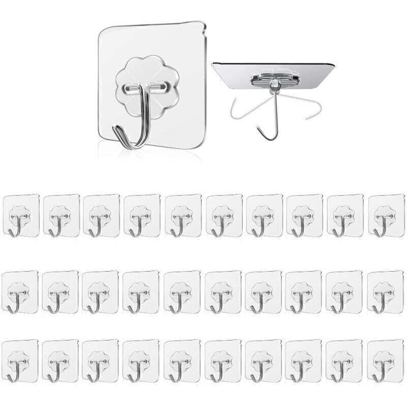 (30 Stück) Transparente Klebehaken, Selbstklebende Wandhaken Für Bad, Handtuchhalter Für Bad, Küche, Decke, Wand, Tür, Bademäntel