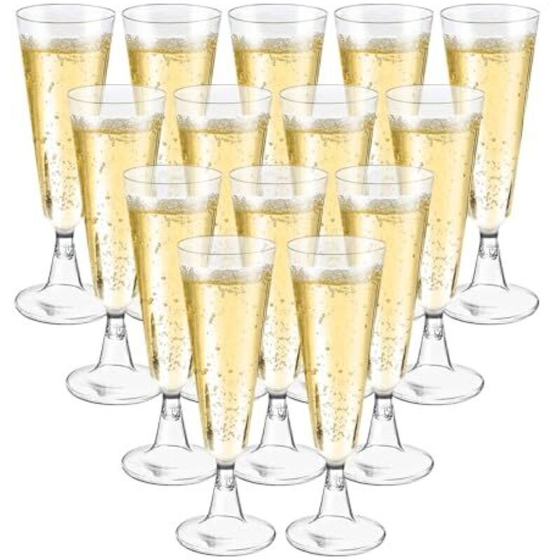 50 Elegante Und Wiederverwendbare Transparente Champagnerflöten Aus Kunststoff Für Bier, Wein Und Cocktails (160 Ml), Ideal Für Partys, Hochzeiten Und Weihnachten.