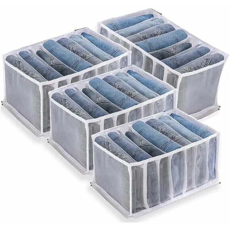 Aufbewahrungsbox Für Jeans, 4-teiliger Kleiderschrank-organizer, Aufbewahrungsboxen Für Jeansstoff, Schubladeneinteiler Aus Netzgewebe Für Kleidung, Für Hosen, Jeans, Pullover, T-shirts, Stoffhosen, H
