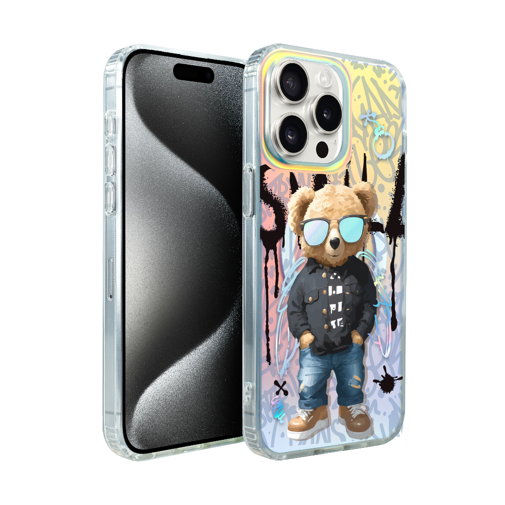 Iphone 15 Pro Max Ibizu California Sunset Hülle Mit Magsafe, Farbwechsel, Graffiti-junge, Künstlerischer Teddybär