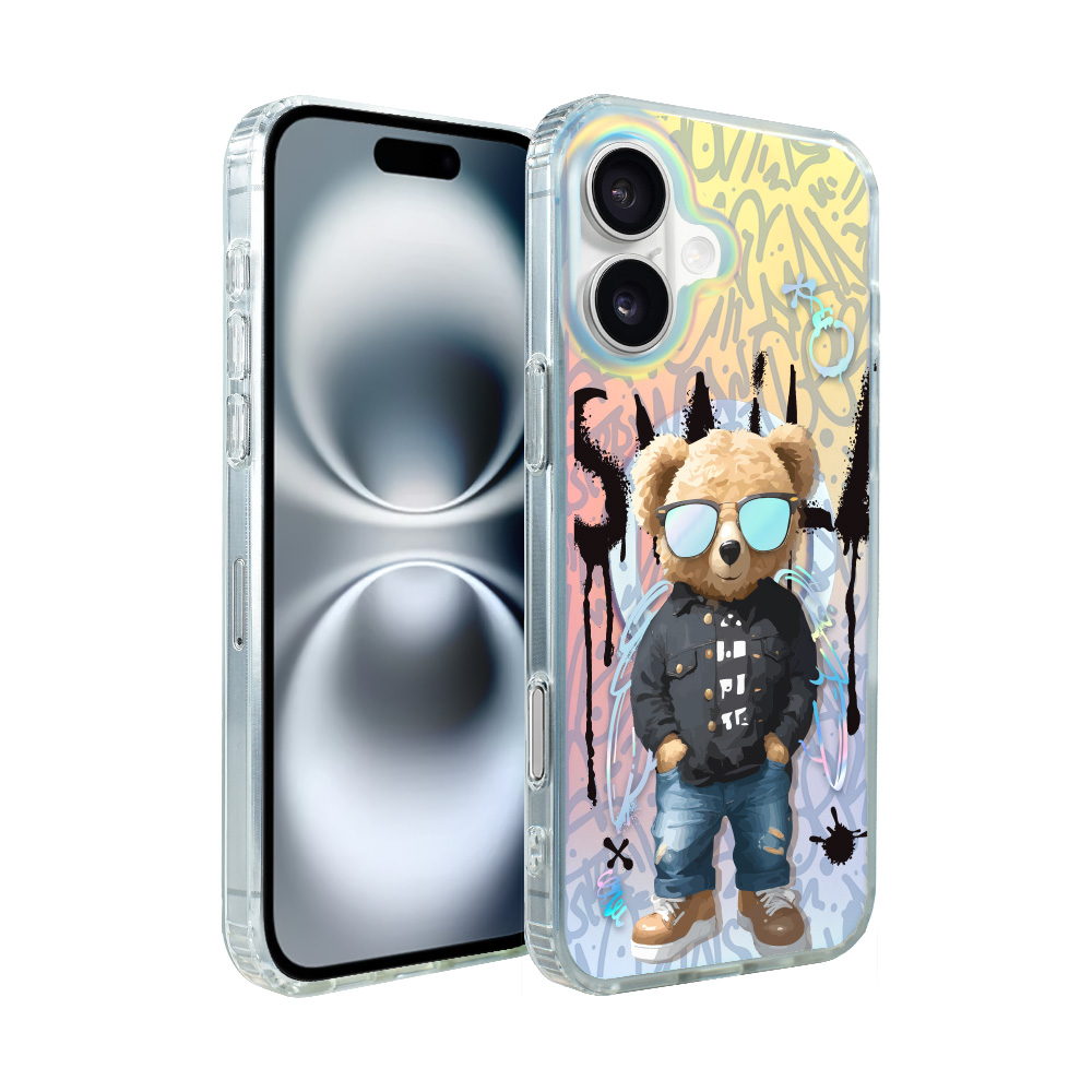 Iphone 16 Plus Ibizu California Sunset Hülle Mit Magsafe, Farbwechsel, Graffiti-junge, Künstlerischer Teddybär