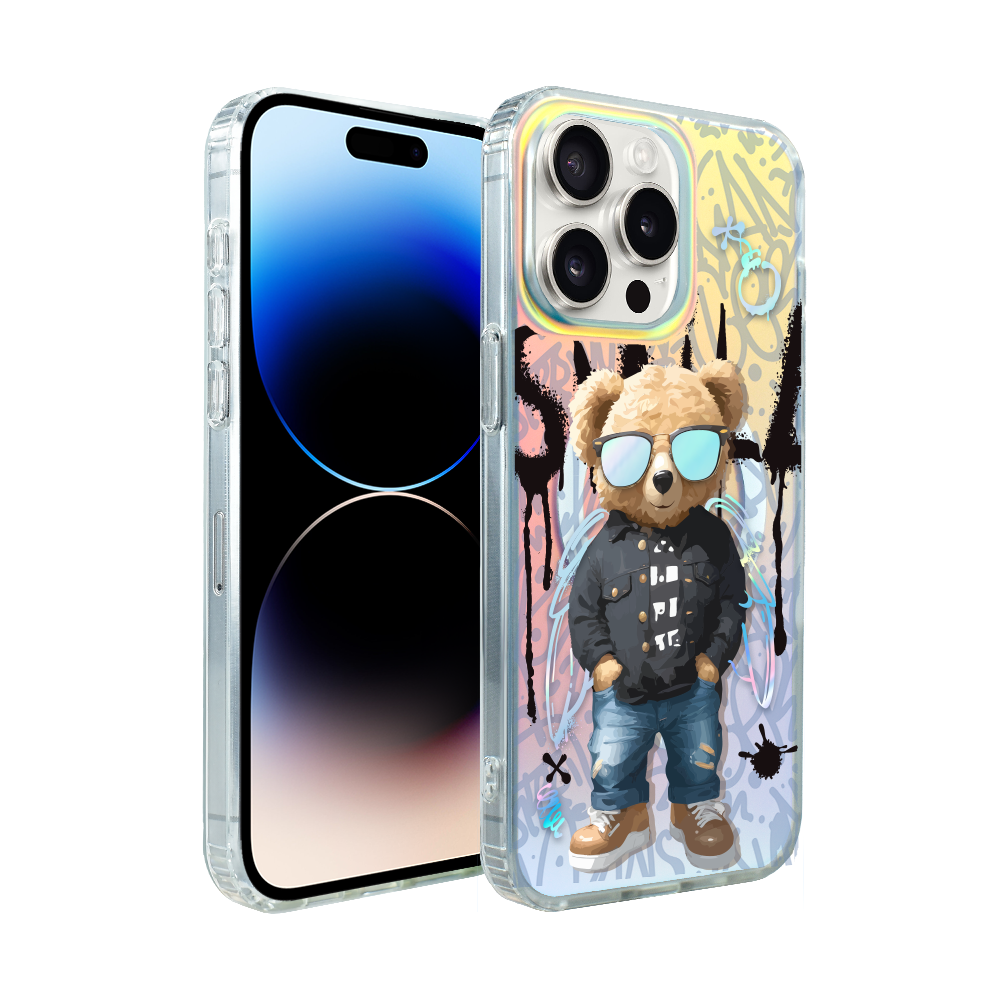 Iphone 14 Pro Ibizu California Sunset Hülle Mit Magsafe, Farbwechsel, Graffiti-junge, Künstlerischer Teddybär