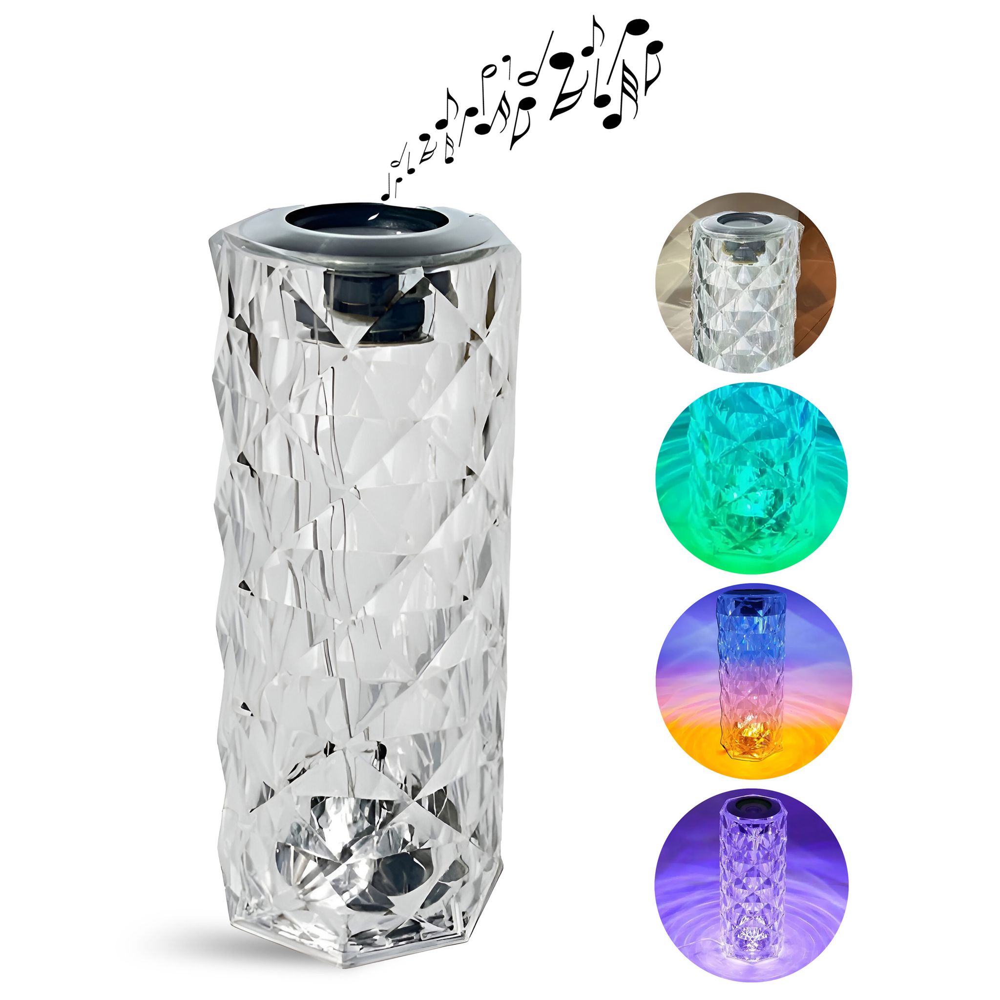 Tischleuchte Mit Diamantkristallen, Bluetooth, Fernbedienung Und Lautsprecher