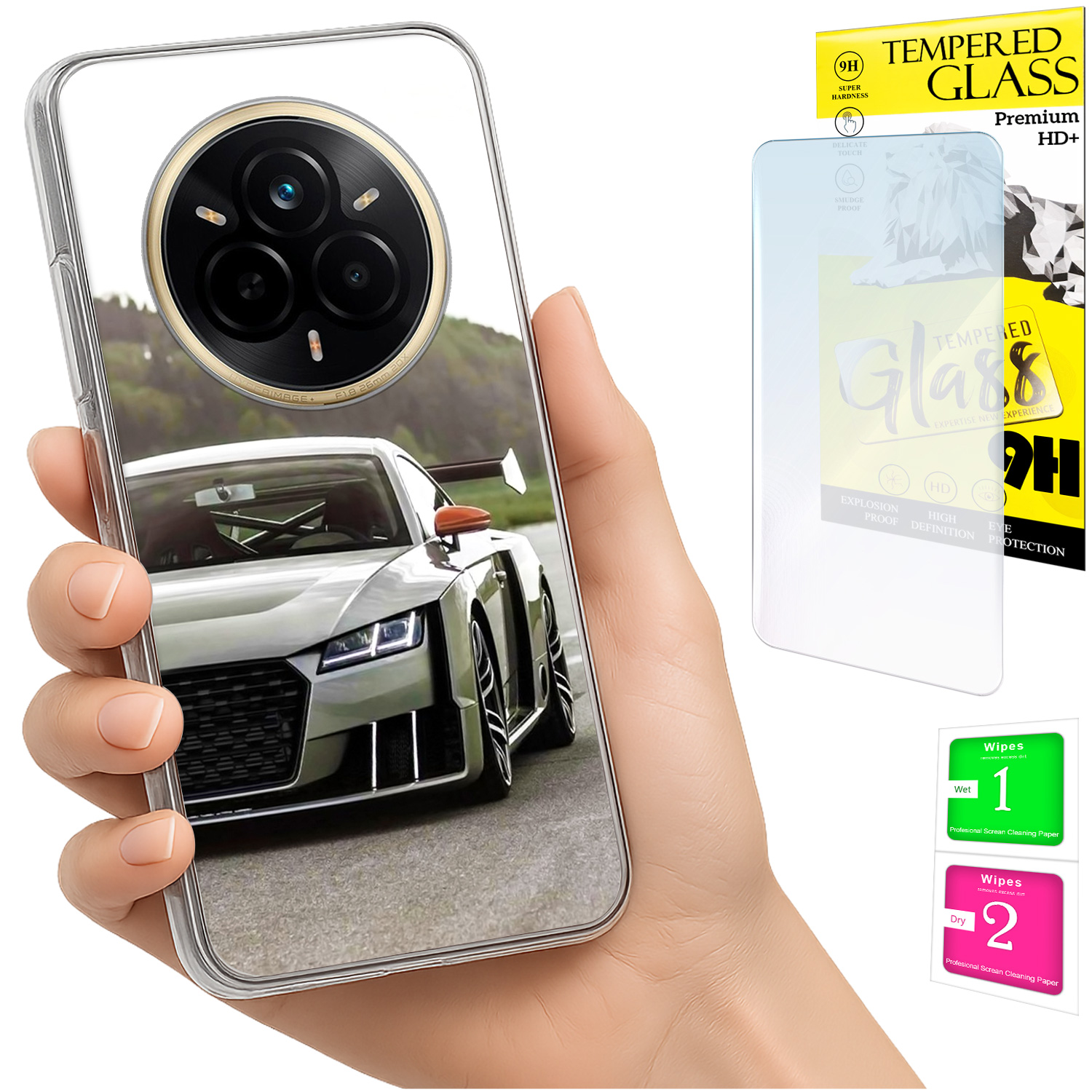 Schutzhülle Für Realme 14 Pro 5g: Fotoschutzhülle, Rückseite + 9h-glas