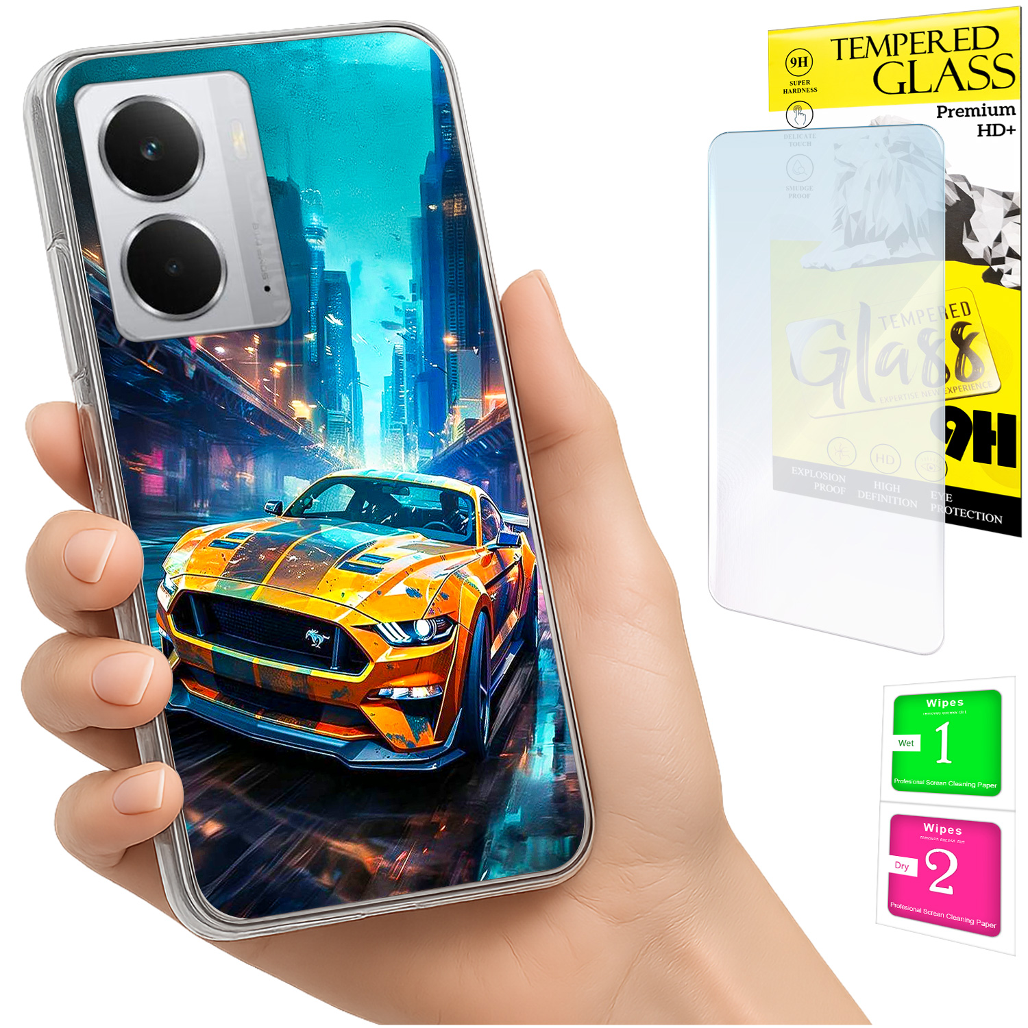Schutzhülle Für Realme 14 5g / 14t 5g: Fotoschutzhülle Mit Rückseite Und 9h-glas