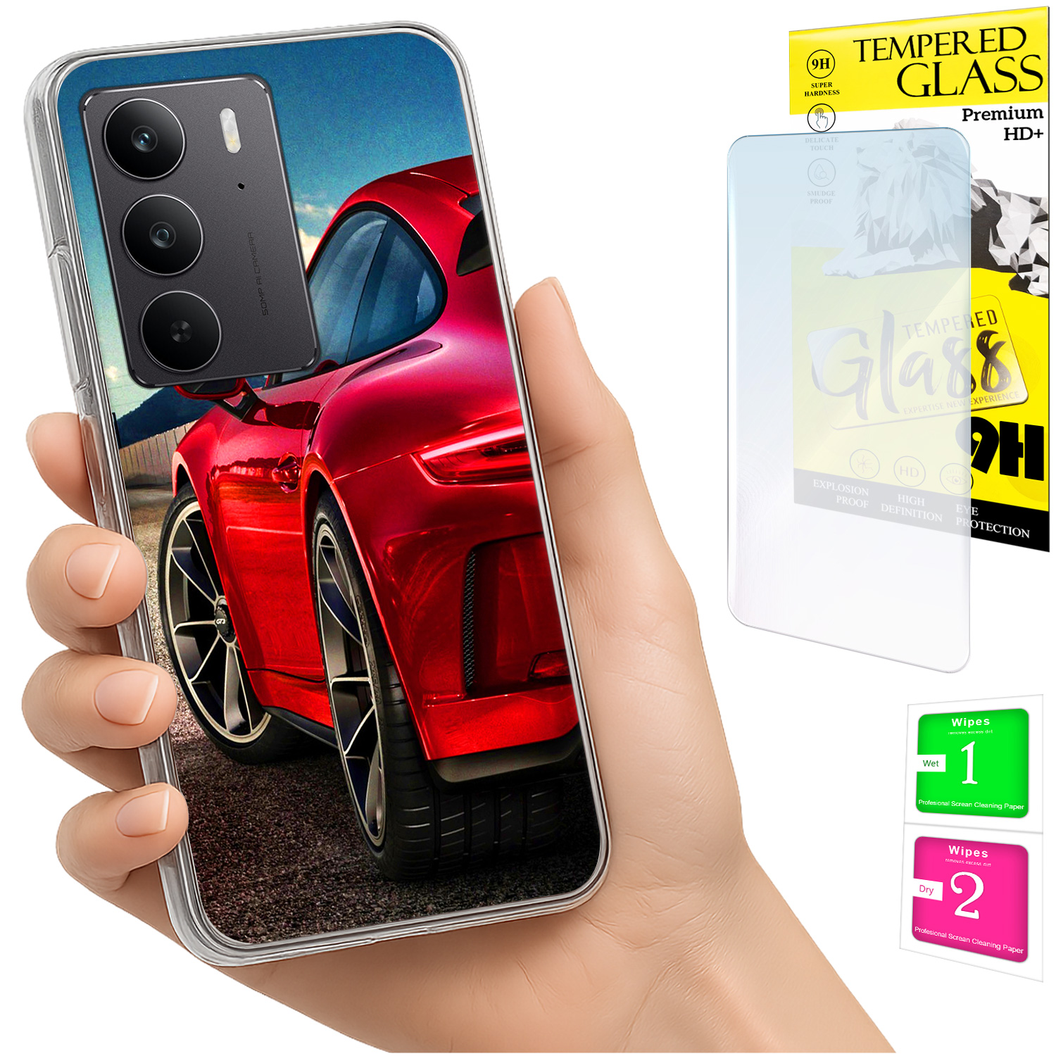 Schutzhülle Für Realme C75 / 14x 5g: Fotoschutzhülle Mit Rückseite Und 9h-glas