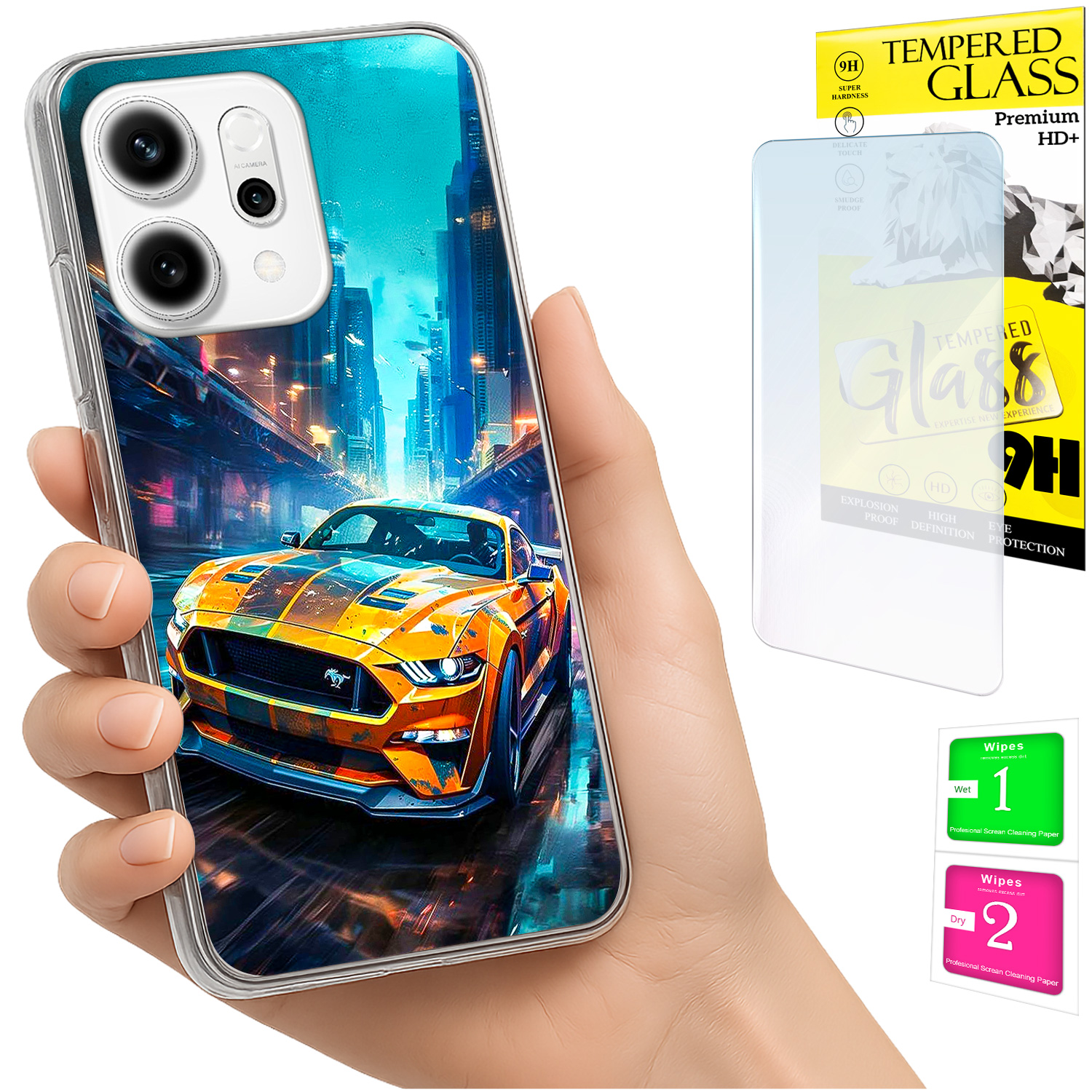 Schutzhülle Für Oppo Reno 14f / 14 Fs 5g: Fotoschutzhülle, Rückseite + 9h-glas
