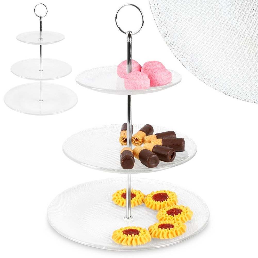 Dreistöckige Glas-etagere Für Kuchen, Kekse, Obst Und Snacks
