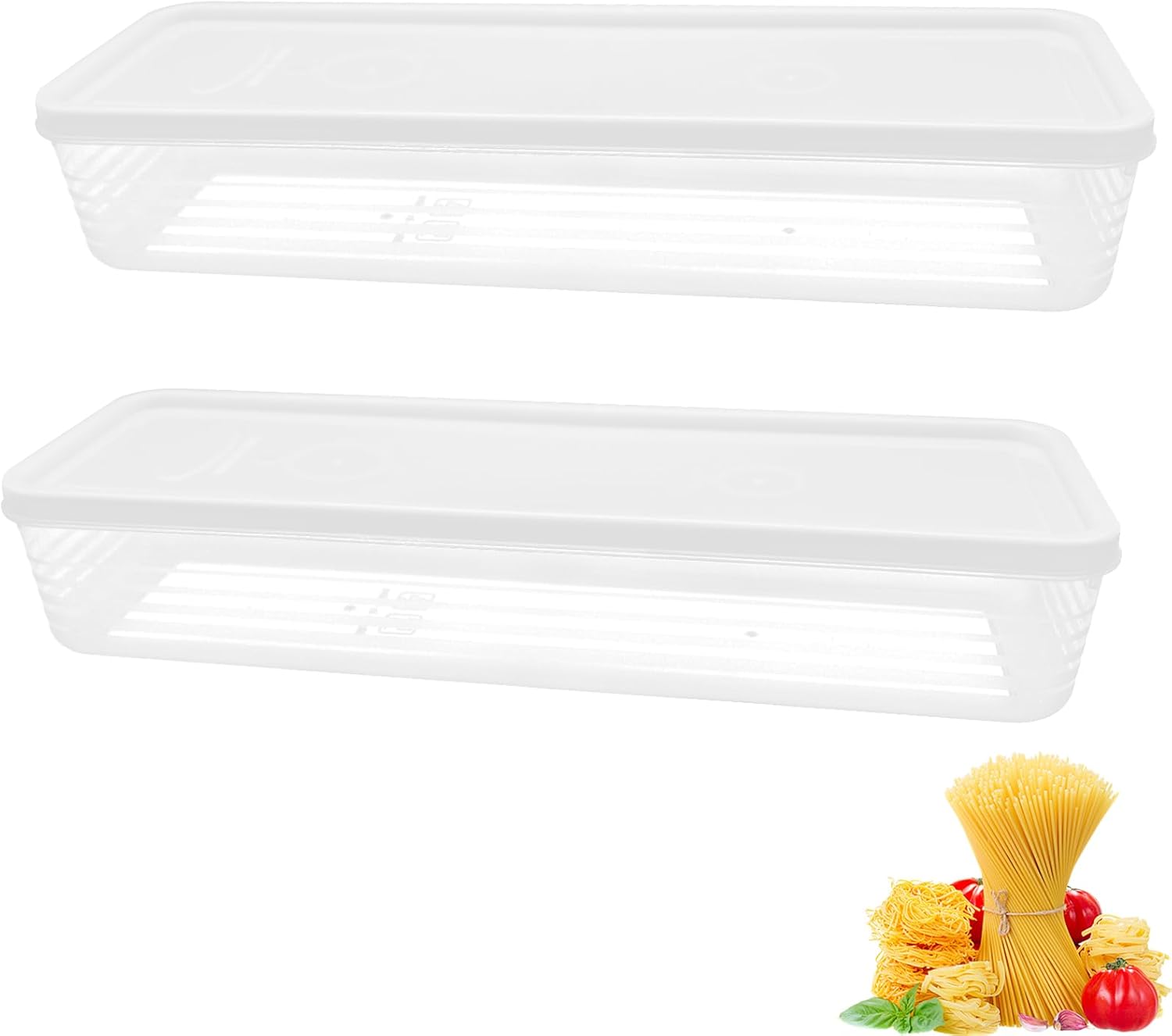 Set Mit 2 Transparenten Aufbewahrungsboxen Für Spaghetti, Mit Deckel, Bpa-frei, Für Nudeln, Müsli, Snacks