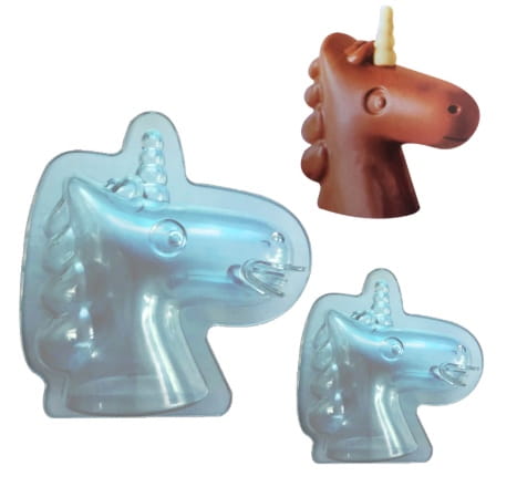 Polycarbonat-schokoladenform 3d-einhorn 2 Stück.