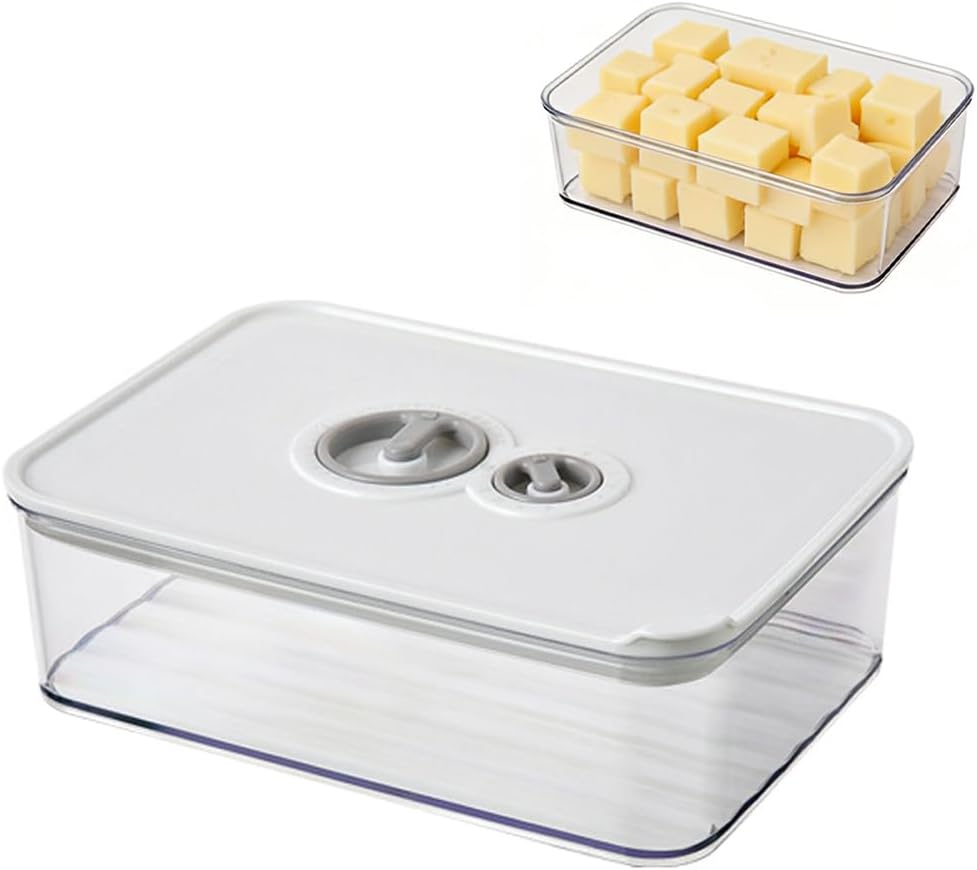 Käsebox Für Den Kühlschrank Mit Deckel, 1250 Ml, Käsebehälter Mit Timer, Flache Aufbewahrungsbox Mit Deckel, Kühlschrankboxen, Käsebehälter, Luftdicht Und Stapelbar, Kühlschrankgeeignet