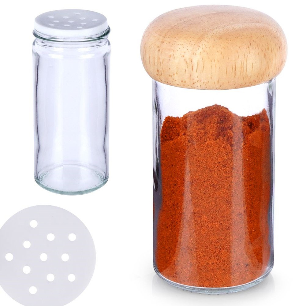 Gewürzbehälter Mit Sieb, Glas- Und Holzgewürzglas, 80 Ml