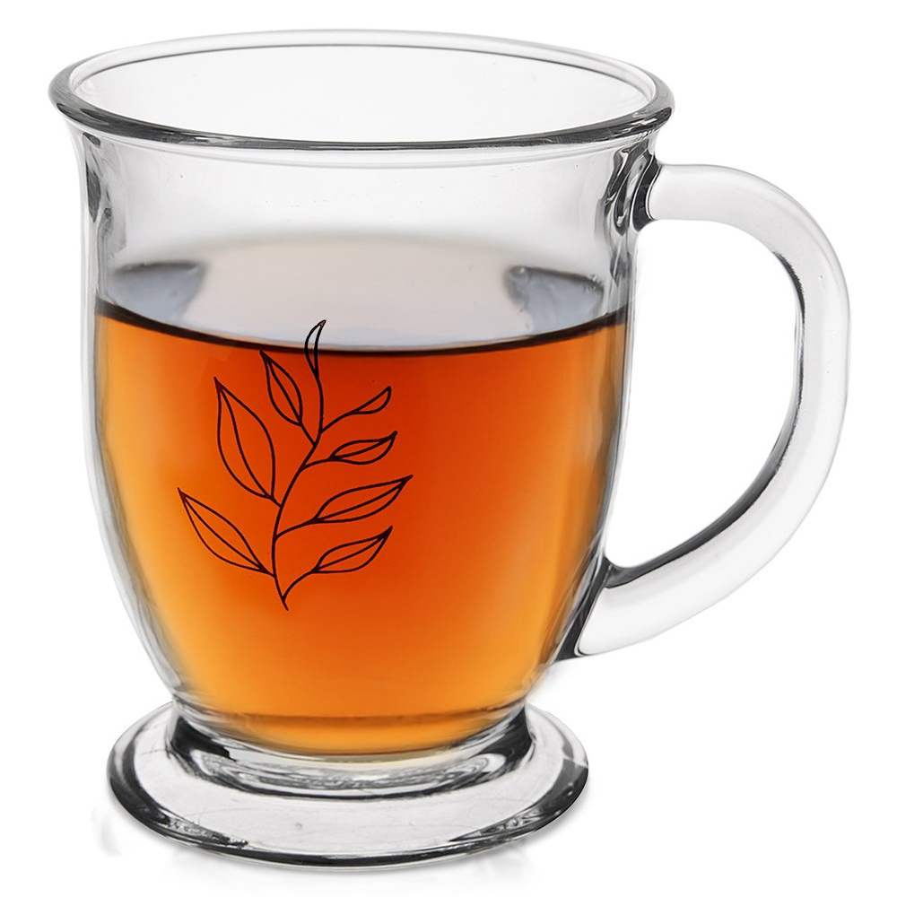 Glasbecher Mit Henkel Für Kaffee, Tee, Kräuter Und Andere Getränke, 450 Ml