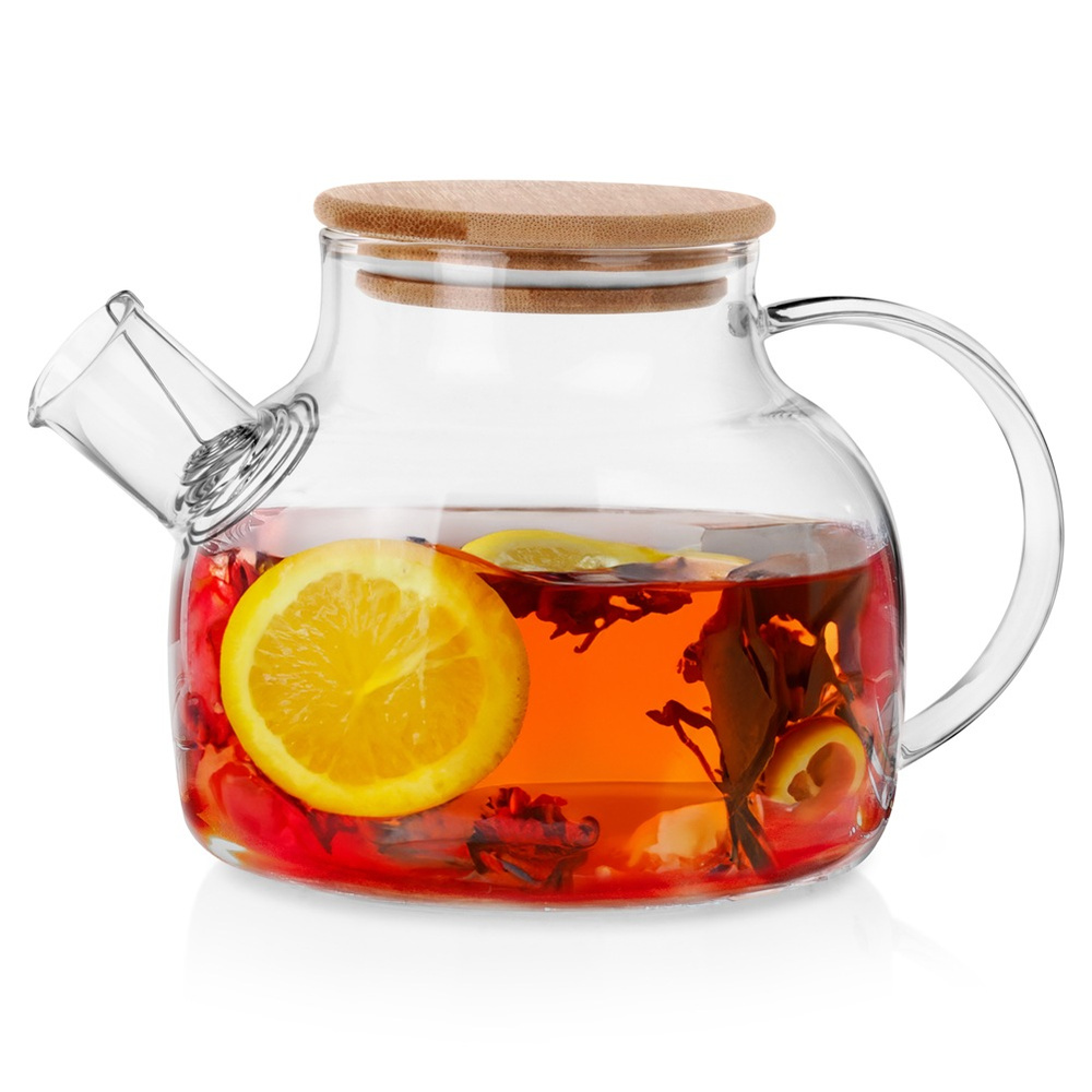 Glaskrug Für Kaffee, Tee, Kräuter, Glühwein, Heiße Und Kalte Getränke, 1 Liter