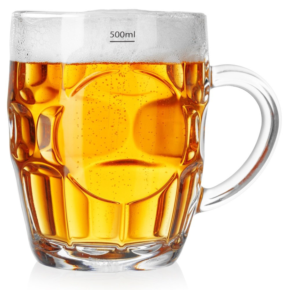 Großer Bierkrug Aus Glas Mit Dickem Glasgriff, 500 Ml (0,5 L)