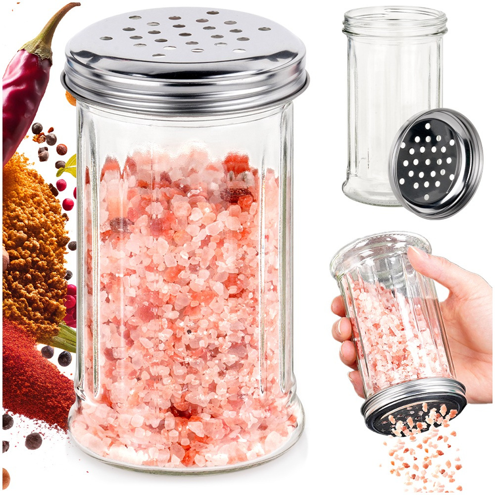 Großer Glasbehälter Mit Sieb Für Gewürze, Puderzucker, Parmesan Und Streusel