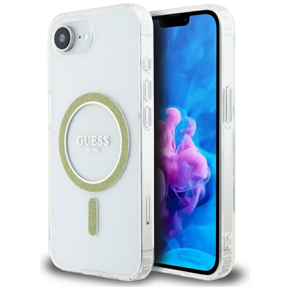 Guess Iml Glitter Circle Magsafe Hülle Für Iphone 16e / 17e Transparent