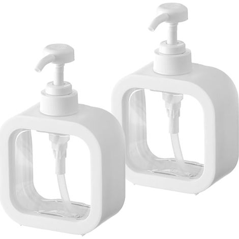 Set Mit 2 Seifen-, Duschgel- Und Shampoo-spendern, 300 Ml, Transparent, Mit Pumpmechanismus, Kunststoff, Für Duschgel Und Geschirrspülmittel