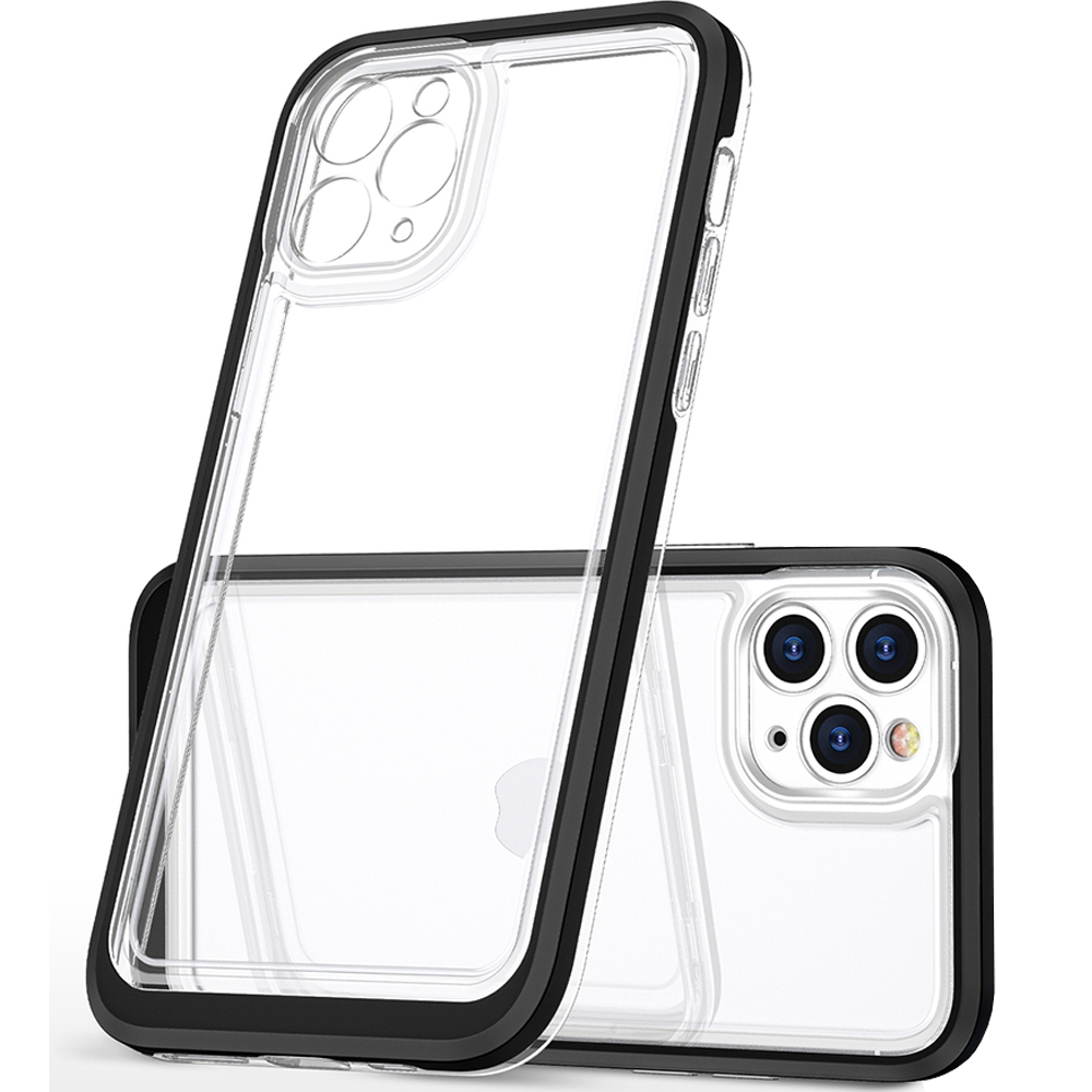 Transparente 3-in-1-hülle Für Iphone 13 Pro Max, Gel-schutzhülle Mit Rahmen, Schwarz