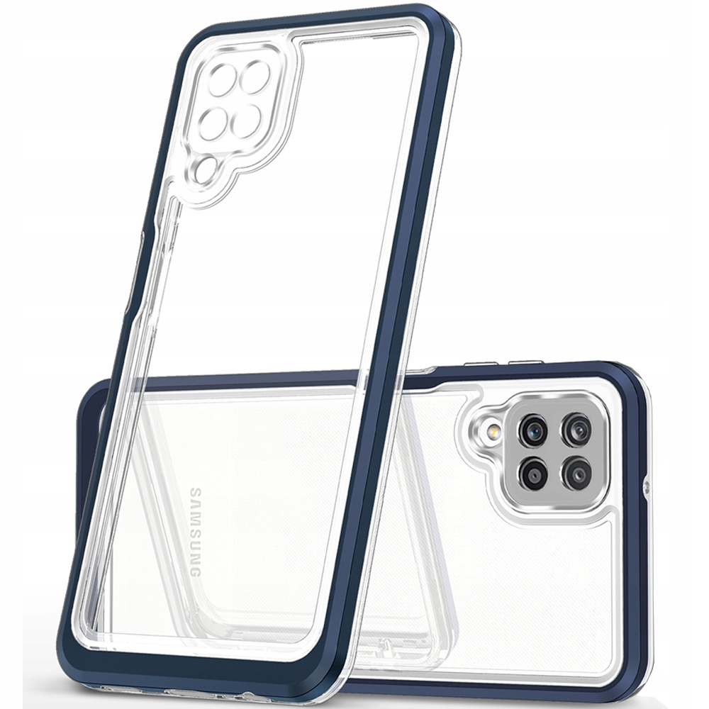 Transparente 3-in-1-hülle Für Samsung Galaxy A22 4g, Gel-cover Mit Rahmen, Blau