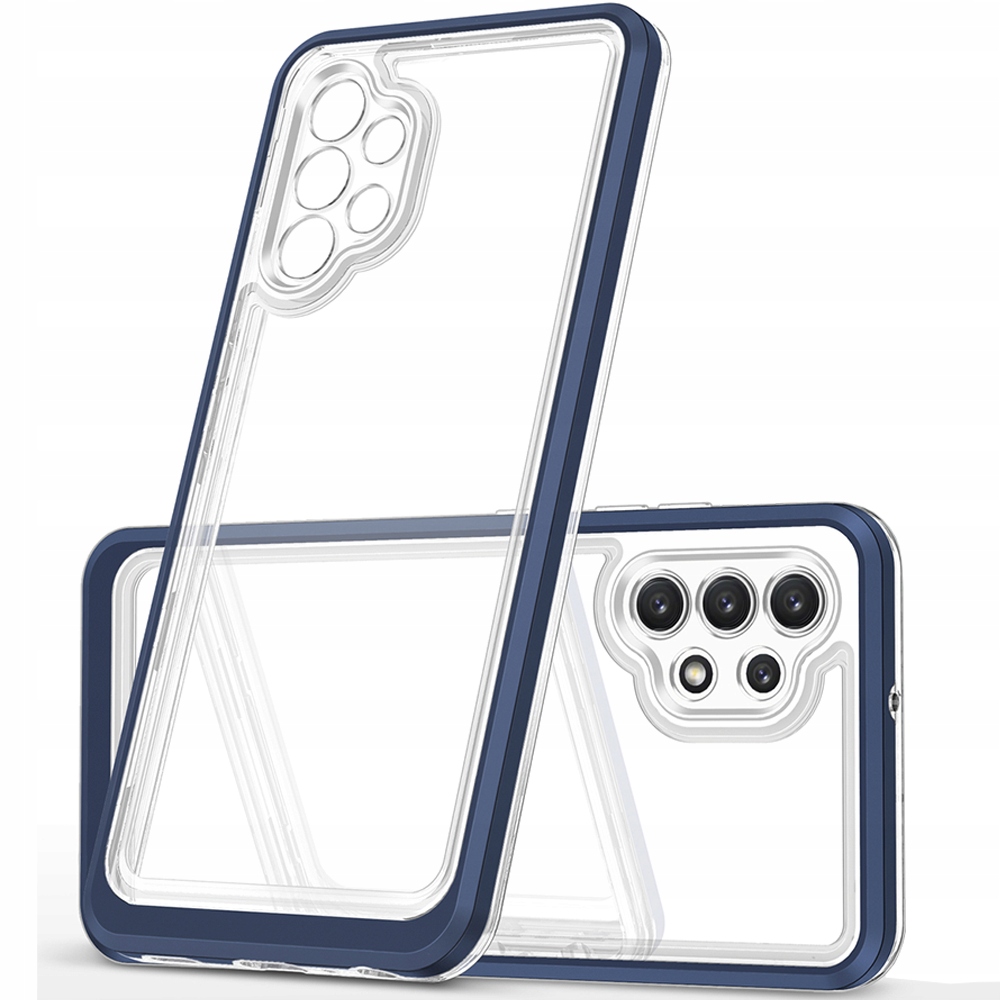 Transparente 3-in-1-hülle Für Samsung Galaxy A32 5g, Gel-cover Mit Rahmen, Blau