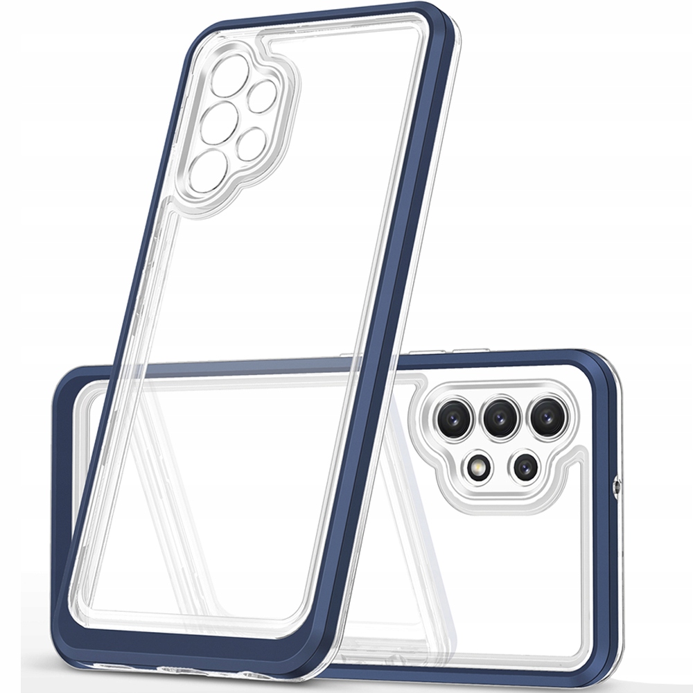 Transparente 3-in-1-hülle Für Samsung Galaxy A72 4g, Gel-schutzhülle Mit Rahmen, Blau