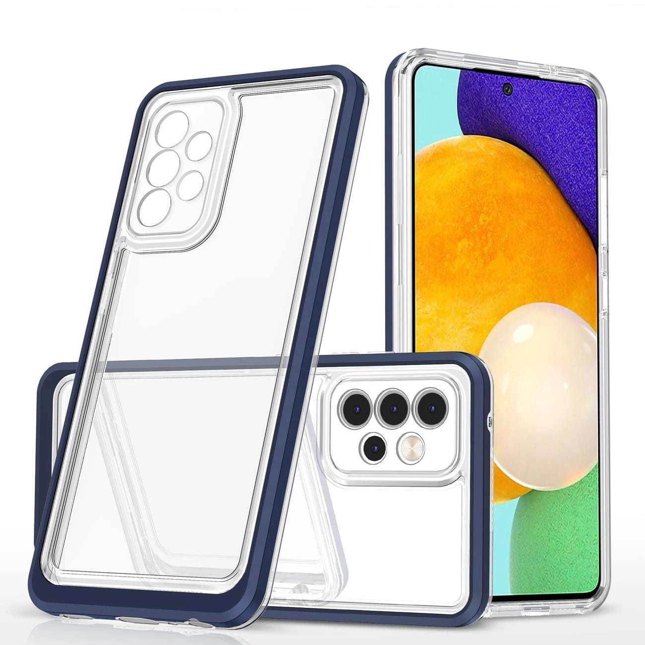 Transparente 3-in-1-hülle Für Samsung Galaxy A13 5g, Gel-cover Mit Rahmen, Blau