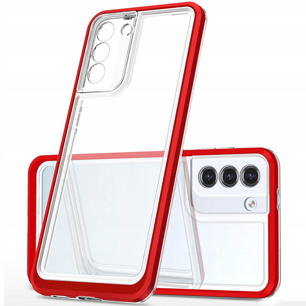 Transparente 3-in-1-hülle Für Samsung Galaxy S22+ (s22 Plus), Gel-schutzhülle Mit Rahmen, Rot