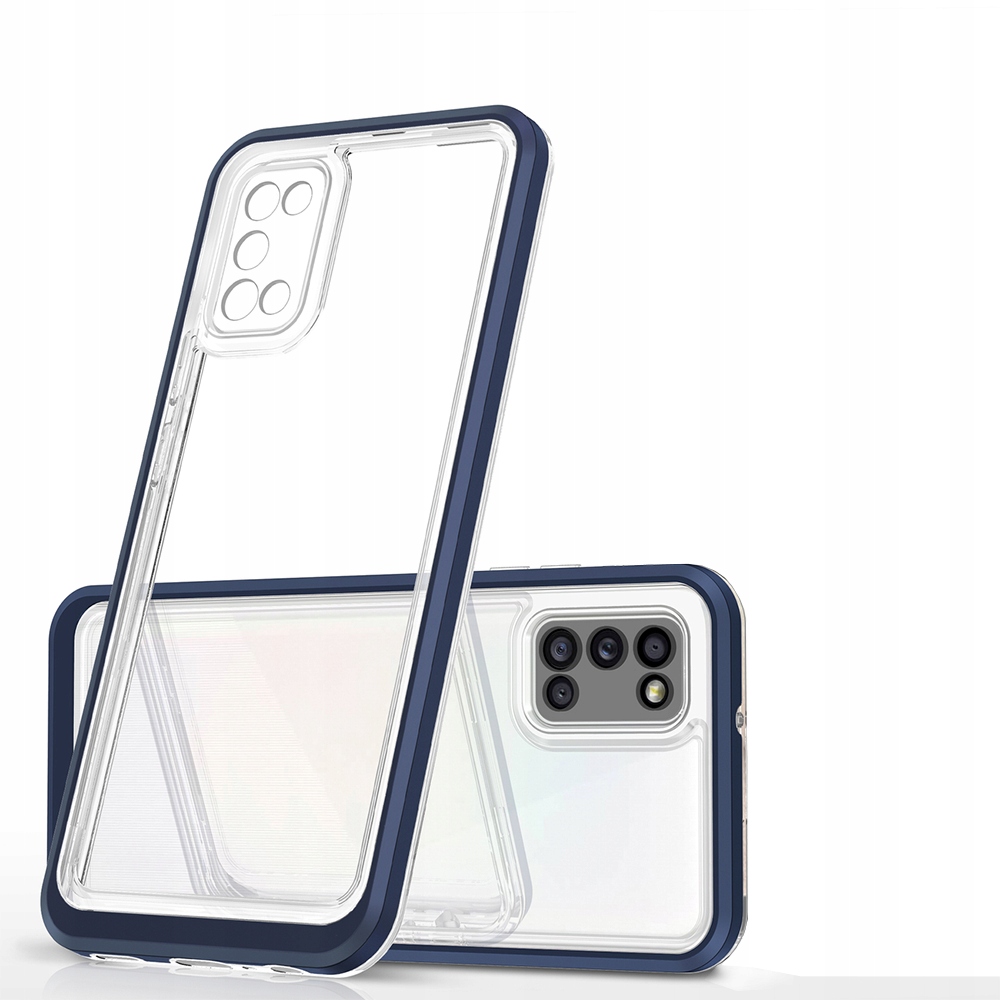 Transparente 3-in-1-hülle Für Samsung Galaxy A03s (166), Gel-schutzhülle Mit Rahmen, Blau