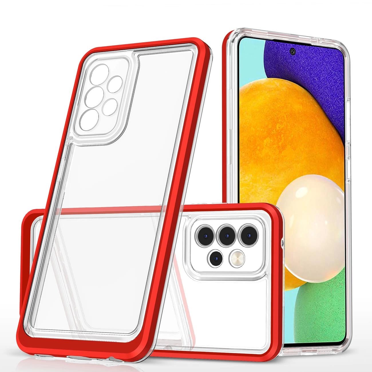 Transparente 3-in-1-hülle Für Samsung Galaxy A73, Gel-schutzhülle Mit Rahmen, Rot