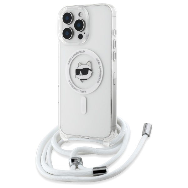 Karl Lagerfeld Klhmp16lhcchnt Iphone 16 Pro 6,3" Hartschalenetui, Transparent, Iml Choupette, Kopf & Kabel, Magsafe