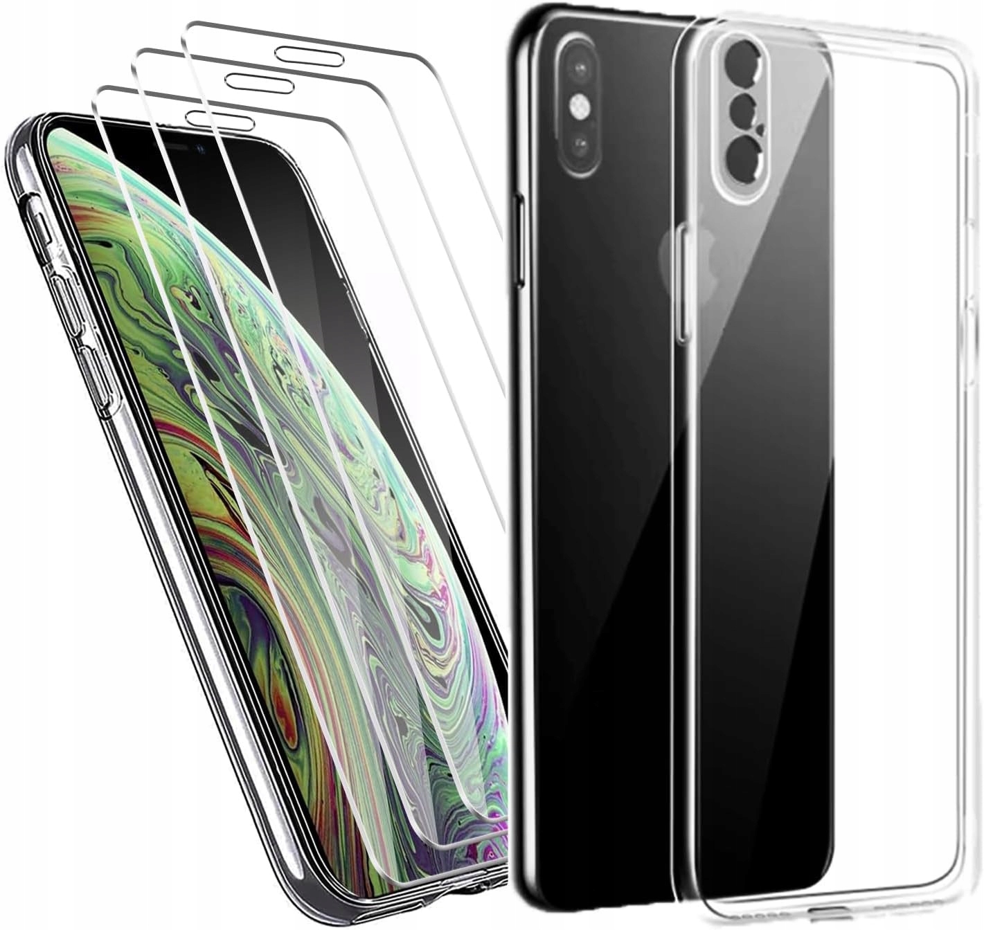 Iphone X/xs Hülle + 3x 9h Tpu-schutzglas-set