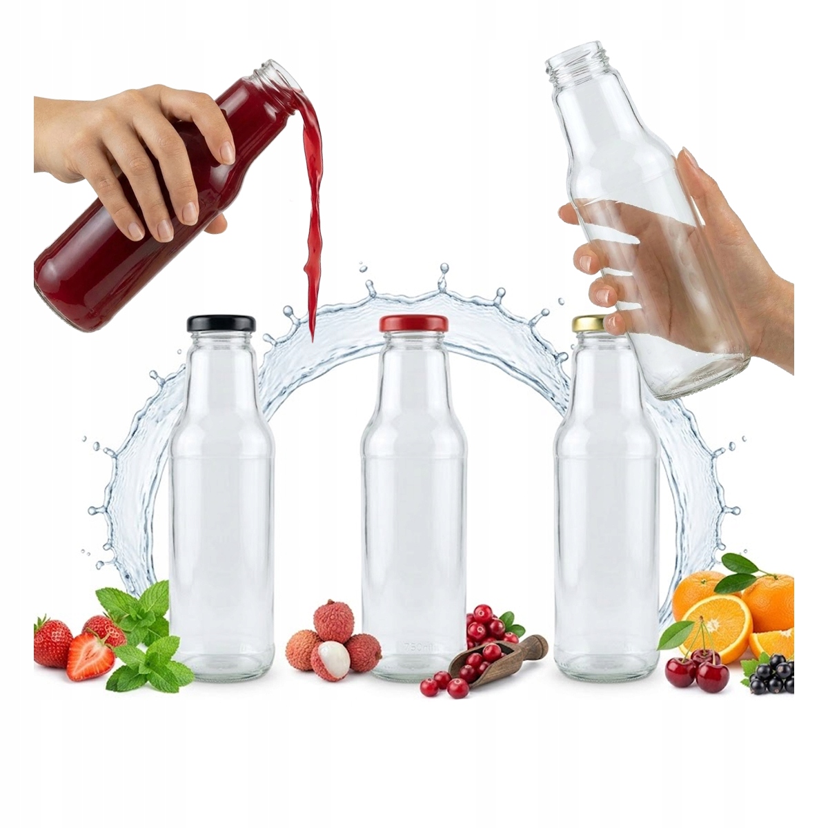 Kubuś Saftflaschen, 750 Ml, 20 Glasflaschen Für Säfte, Smoothie-sirup, Honig, 43 Mm