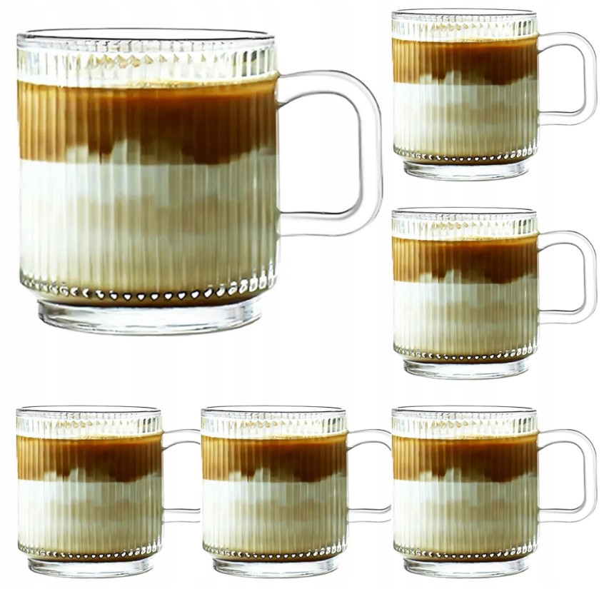Luxito Streifen Kaffee- Und Teetassen Mit Henkeln, 360 Ml, 6er-set