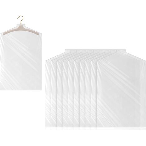 10 Stück Transparente Kleidersäcke Aus Kunststoff (60 X 90 Cm), Wasserdicht Und Staubdicht, Ideal Zum Aufhängen Von Kleidung, Z. B. Anzüge, Mäntel, Blazer, Hemden Und Kleider.