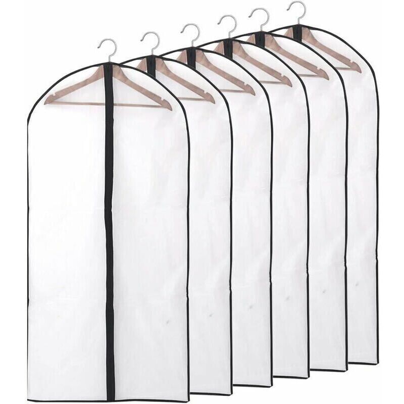 Kleiderhüllen, Staubdicht, Wasserdicht, Mottendicht, Feuchtigkeitsbeständig, Transparent, Mit Reißverschluss, Für Hemden, Kleider/mäntel, 6er-set, 60 X 140 Cm (xxl)