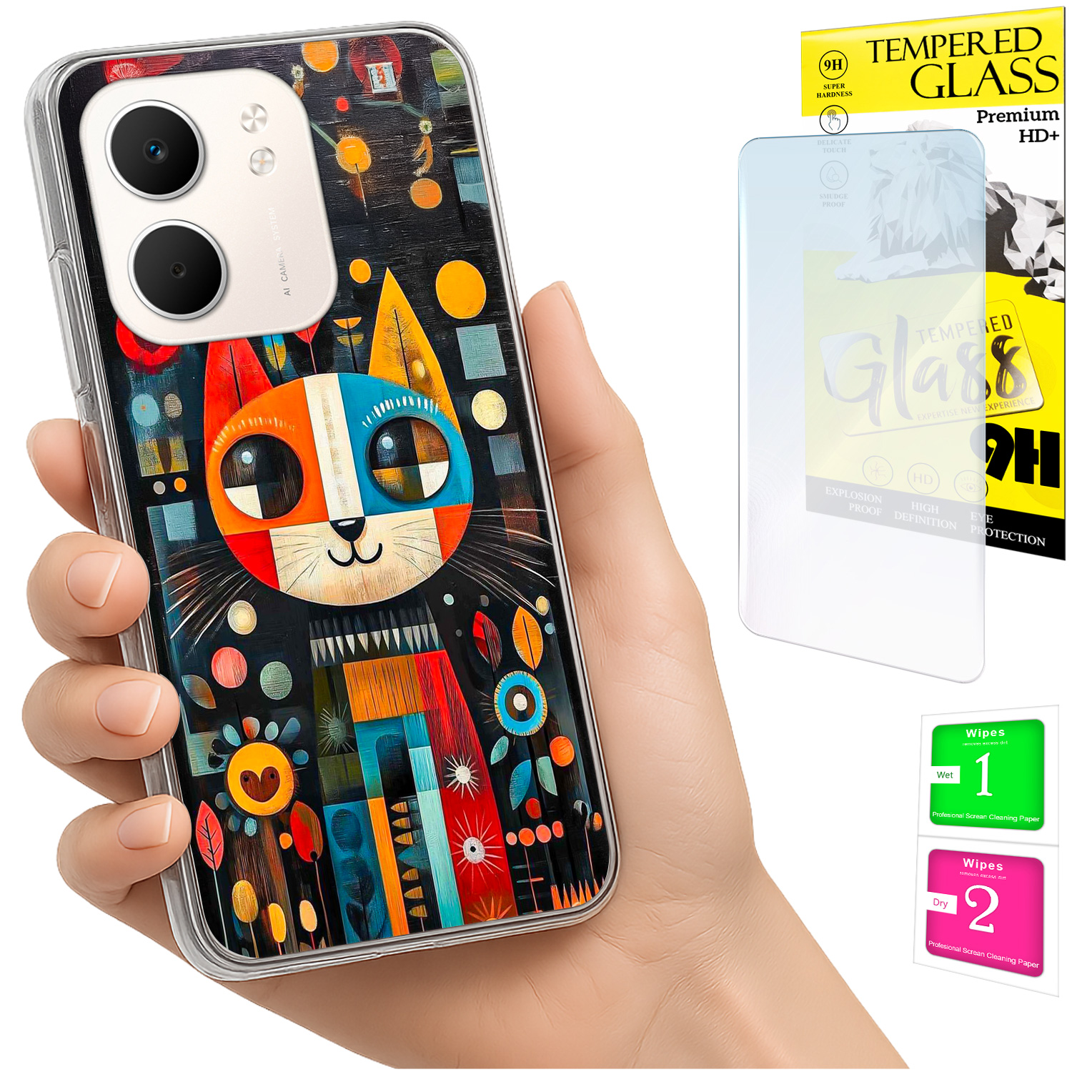 Schutzhülle Für Oppo A5x Fotohülle Mit Katzenmotiv + 9h-glas