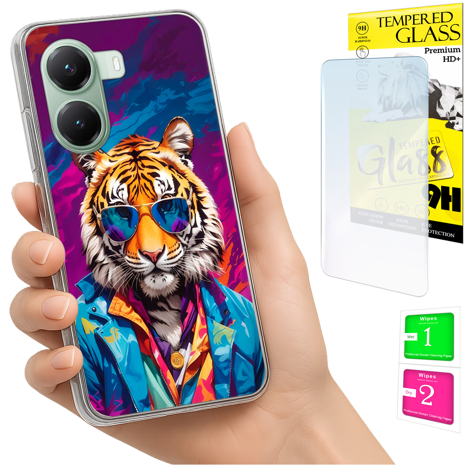 Schutzhülle Für Xiaomi Poco X7 Pro 5g: Tiger-rückseite + 9h-glas