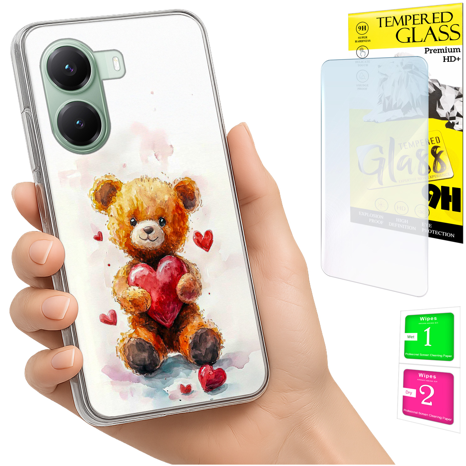Schutzhülle Für Xiaomi Poco X7 Pro 5g Mit Fotomotiv, Rückseite Mit Teddybärmotiv + 9h-glas