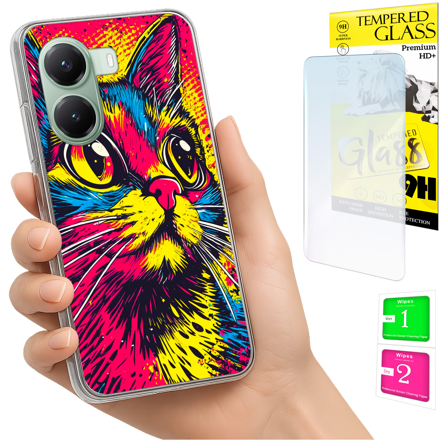 Schutzhülle Für Xiaomi Poco X7 Pro 5g: Foto-rückseite Mit Katzenmotiv + 9h-glas